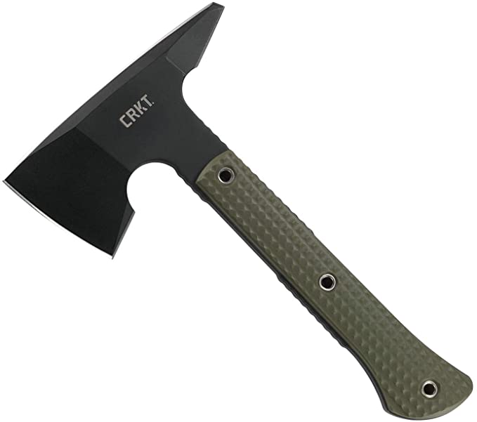 CRKT Jenny Wren Compact Axe for Outdoors and Camping, Spiked Head, 3 Edged Sides, Powder Coat Finished SK5 Carbon Steel 2726