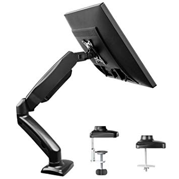 HUANUO Monitor Mount Gas Spring Arm 360 ° Rotatable for 13 to 27 inch LED LCD Screen, 2 Mounting Options, VESA 75/100