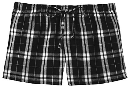 Ladies Soft & Cozy Plaid Flannel Pajama Boxer Shorts . Juniors Sizes: XS-4XL