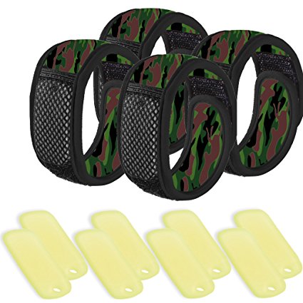 NextGen Outdoors Mosquito Repellent Bracelets DEET FREE (4-Pack) with Extra Refills (Green Camo)