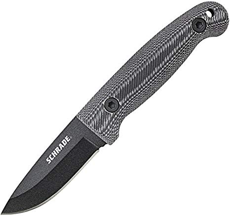 Schrade SCHF56M Small Frontier 8.2in Steel Full Tang Fixed Blade Knife with 3.4in Drop Point Blade and Micarta Handle for Outdoor Survival, Camping and EDC