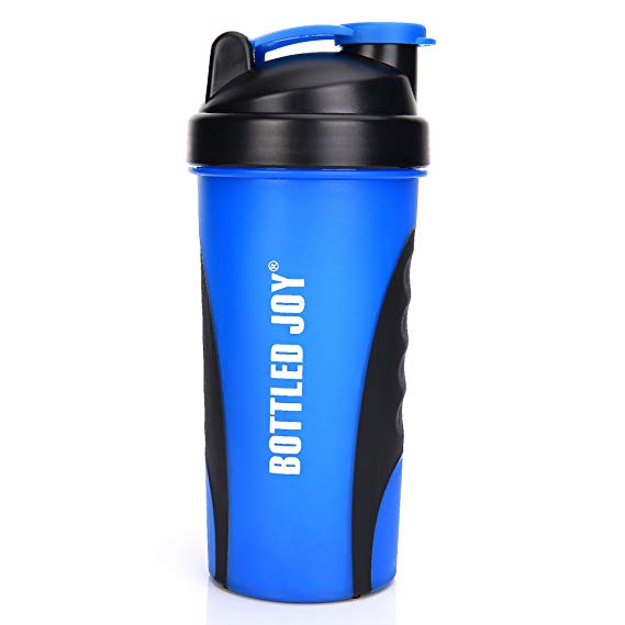 BOTTLED JOY Protein Shaker Bottle, Non-toxic Wide Mouth 100% Leak Proof Shake Water Bottles 27oz 800ml (Navy)