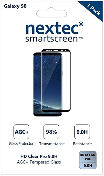 Galaxy S8 Plus Screen Protector, 3D (Full Coverage) Nextec® AGC® Tempered Glass Screen Protector for Samsung Galaxy S8 Plus (HD Clear Pro 3.6) 9.0H AGC® Tempered Glass/ Black