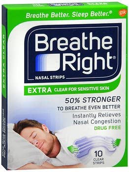 Breathe Right Nasal Strips Extra Clear for Sensitive Skin - 8 ct