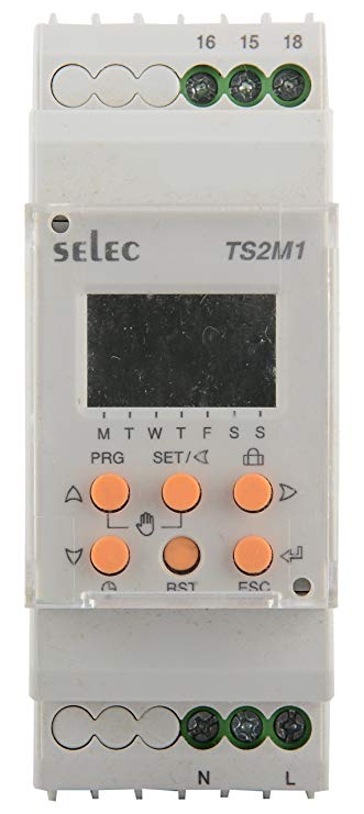 Selec 16A-230 Time Switch, 60x 35x90mm (White, TS2M1-1)