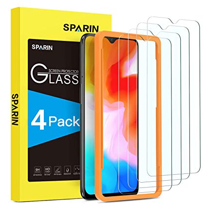 [4 Pack] OnePlus 6T Screen Protector, SPARIN [Tempered Glass] [Anti-Scratch] [High Definition] Screen Protector with Alignment Frame