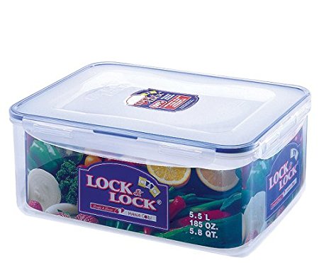 Lock & Lock Rectangular Storage Container - Clear/Blue, 5.5 L