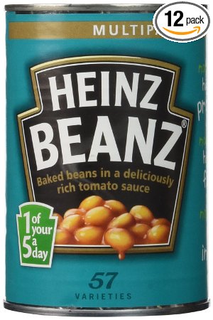 Heinz Baked With Tomato Sauce, 14.1-Ounce Tins (Pack of 12)
