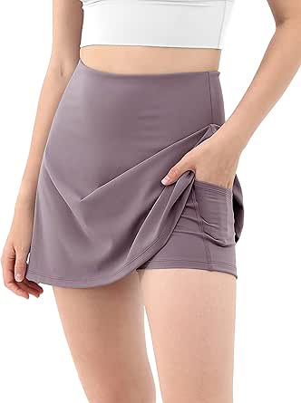 ODODOS Women's Athletic Tennis Skorts with Pockets Built-in Shorts Golf Active Skirts for Sports Running Gym Training