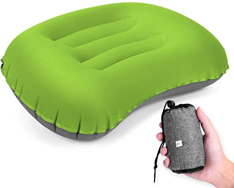 Inflatable Camping Pillow, Ultralight Folding Hand Press Waterproof Outdoor Pillow for Travel Hiking, Compressible Compact Comfortable Backpacking Inflating Pillow