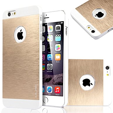 ULAK Brushed Steel Aluminum Coating Hard Protective Case Cover For Apple iPhone 6 Plus /iPhone 6s Plus (5.5 inch)(White/Golden)