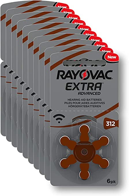 Rayovac 60 piles auditives 312 Extra advanced / pile auditive PR41 / piles pour appareils auditifs / 312AE,A312,DA312,P312,PR312H