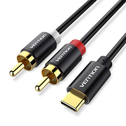 VENTION USB Type C to 2 RCA Audio Cable Type-C RCA cable 2rca Jack USB-C Audio Line for Xiaomi LG Home Theater Amplifier DVD TV Speaker (0.5m/1.6ft)