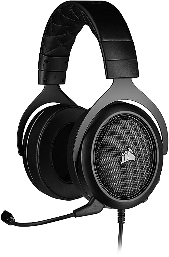 Corsair HS50 PRO Stereo Gaming Headset (Adjustable Memory Foam Ear Cups, Lightweight, Noise-Cancelling Detachable Microphone with PC, PS4, Xbox One, Switch and Mobile Compatibility) - Carbon