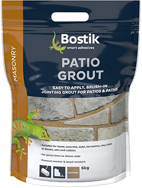 Bostik 30812549 Patio Grout, Easy To Use, Alternative to Traditional Cement, For Filling and Sealing Joints, Colour: Natural, 6kg