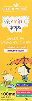 Natures Aid Vitamin C Drops for Infants and Children (50 ml, Orange Flavour, Sugar Free, Made in the UK)