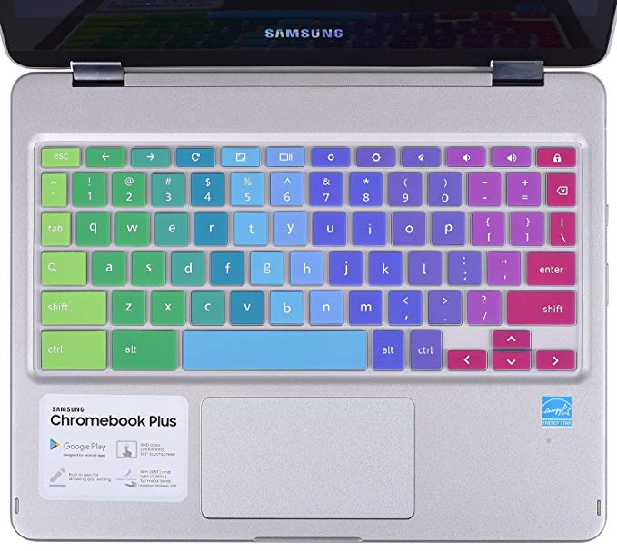 Colorful Keyboard Cover Skin for for Samsung Chromebook Plus(12.3 inch)/Samsung Chromebook Pro(12.3 inch), Rainbow