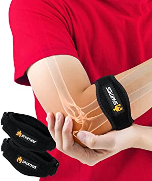 Sparthos Tennis Elbow Brace (Pack of 2) - For Tendonitis, Forearm Pain, Golf Elbow Support - Arm Strap Band with Gel Compression Pad - for Men and Women