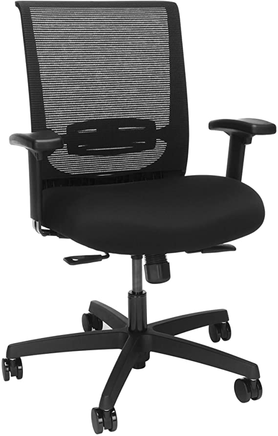 The HON Company HON Convergence Mesh Back Task Chair with Height-Adjustable Arms, in Black, Fabric