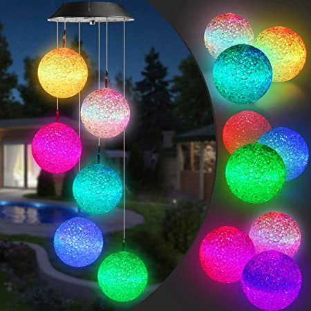 Toodour Solar String Lights, Color Changing Solar Ball Wind Chimes, LED Decorative Mobile, Waterproof Outdoor String Lights for Patio, Balcony, Bedroom, Party, Yard, Window, Garden