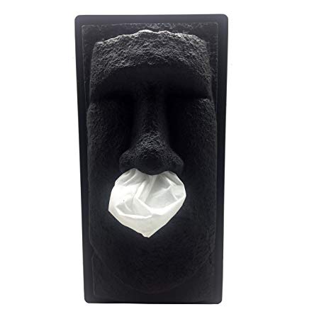 Retro 51 Tissue Box Cover - The Schnozzz, Tiki Head, Easter Island Head (Black Lava)