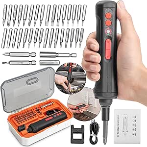 Anpress Electric Screwdriver Kit, 4V Power Cordless Screwdriver Rechargeable with 36 Magnetic Bits and Carrying Case, 3 LED Light Magnetic Hex Chuck Mini Electric Screw Driver Kit for DIY