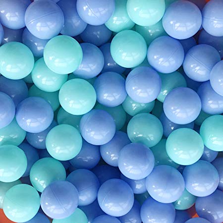 Thenese Pit Balls Crush Proof Plastic Children's Toy Balls Macaron Ocean Balls 2.15 Inch Pack of 200 Green&Blue