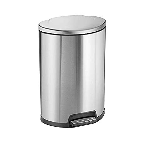 Tramontina 81200/000DS Stainless Steel D-Shape Step Can Freshener System, Trash Can, 13-Gallon