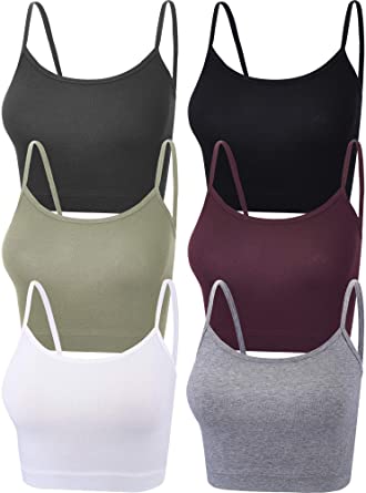 6 Pieces Women Crop Cami Top Spaghetti Strap Tank Top Racerback Sleeveless Camisole Tops for Sports Yoga