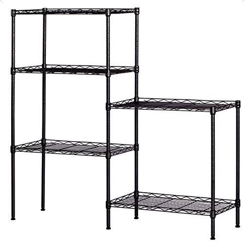 Changeable Assembly Floor Standing Storage Rack,Changeable Shelving Unit,Steel Storage Shelf for Office Kitchen (Black)