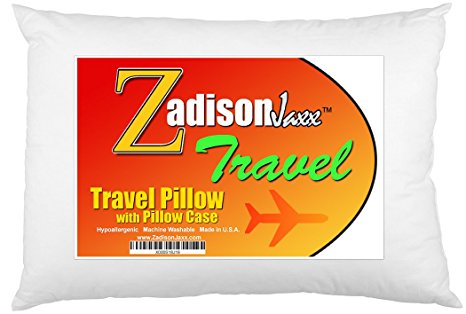 Travel Pillow With Pillowcase - Soft Hypoallergenic - Machine Washable - 18x12