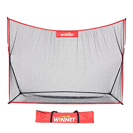 Winnet Golf Net 10 x 7 ft, Golf Training Aids, Hitting Practice Driving net, Yellow / Black Polyester Knotless Nets