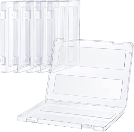 A4 File Box Paper Photo Storage Box A4 Portable Project Case Clear Plastic Document Magazine Organizer Box for Office School Supplies Accessories 12.52 x 9.5 x 0.95 Inch (6 Pieces)