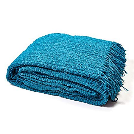 Luxury Chunky Chenille Knitted Sofa / Bed Throw Blanket (295cm x 394cm (100" x 155"), Teal)