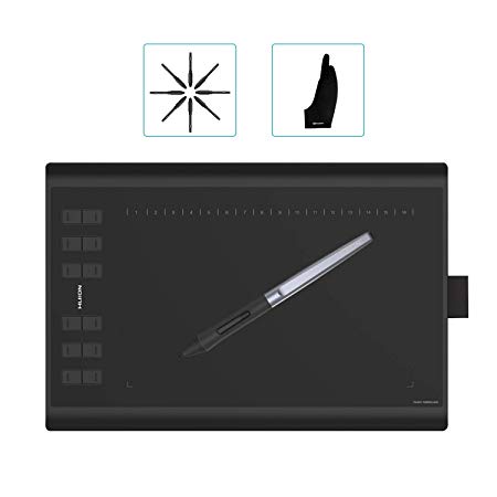 Huion H1060P Graphics Drawing Tablet 8192 Pressure Sensitivity with Battery-Stylus and 12 Customizable Shortcut Keys