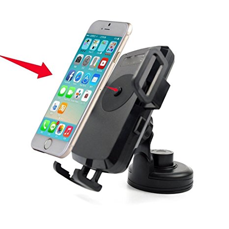 Wireless Charger Car Mount, Antye Qi Wireless Charging Car Cradle (Dashboard Cup Holder & Air Vent Mount) for Samsung Galaxy S7,S7 Edge,S6,S6 Edge, Nexus 4/5,Nokia, and All Qi-Enabled Phones, Black