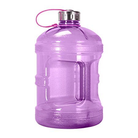 1 Gallon BPA FREE Reusable Plastic Drinking Water Bottle w/ Stainless Steel Cap