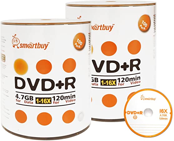 Smart Buy 200 Pack DVD R 4.7gb 16x Logo Blank Data Video Movie Recordable Disc, 200 Disc 200pk