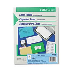 - Laser Address Labels, 3 1/3 x 4, White, 600/Box