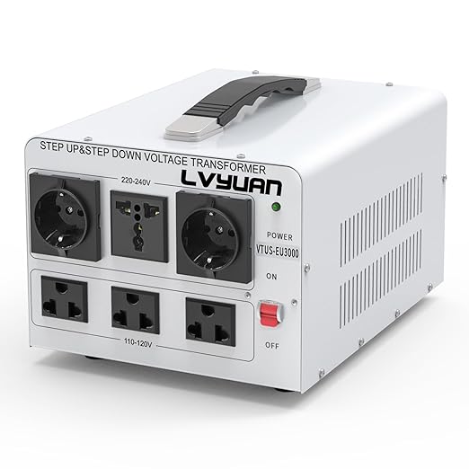 LVYUAN 3000W Voltage Transformer Power Converter Step Up 110V to 220V, Step Down 220V to 110V, 110/120 Volt - 220/240 Volt