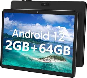 SGIN 10.1 Inch Tablets, Android 12 Tablet, 2GB RAM 64GB ROM, Quad-Core Processor, 5000mAh Battery, 2 5MP Camera, WiFi, IPS HD Touch Screen(Black)