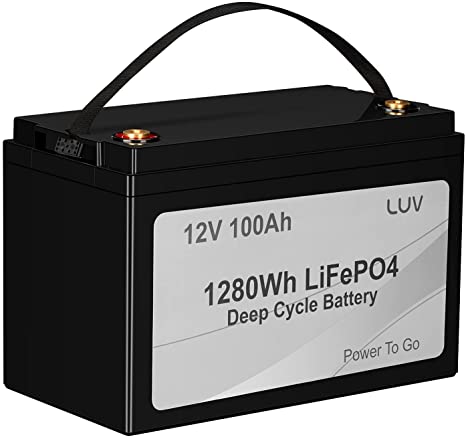 LUV 12V 100Ah Lithium Battery LiFePO4 Deep Cycle, 3000  Cycles, Built-in 100A BMS, for Marine, Car, RV, Boat, Trailer, Golf Cart, Solar Power Backup, Off-Grid Energy Storage, replace Lead-Acid AGM