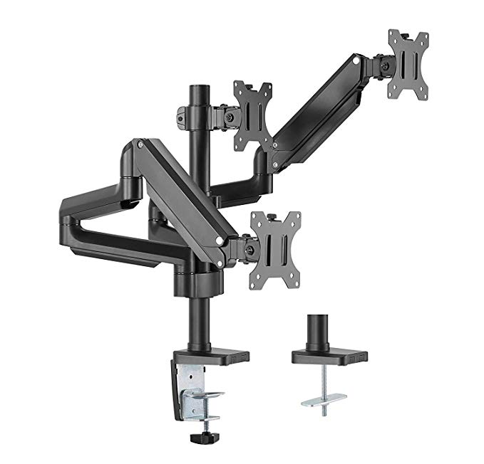 AVLT-Power Triple 27" Monitor Mount Stand - 3 Full Motion Articulating Height Adjustable Arms Holds Three Computer Screens - Gas Springs Monitor VESA Mount - Premium Aluminum