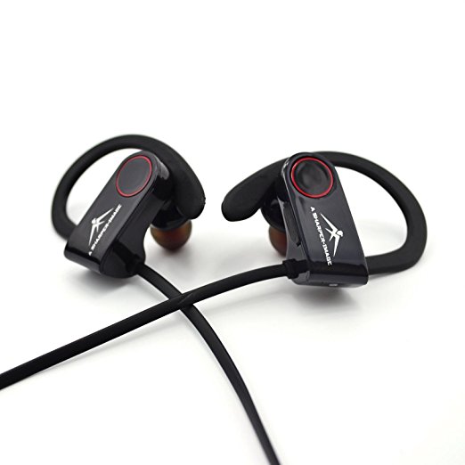 A Sharper-Image, Sport Headphones Wireless, Designed to Stay in Your Ears with Comfort (Black).