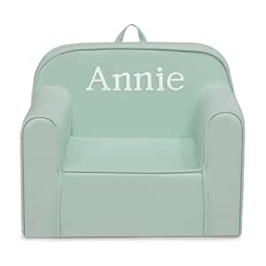 Delta Children Personalized Cozee Chair - Customize with Name – Foam Kids Chair for Ages 18 Months and Up, Sage