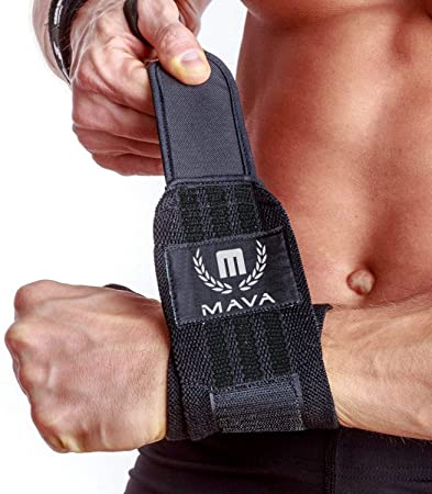 Mava Sports Double-Stitched Support Weightlifting Wrist Wraps for Painless Workouts, Heavy Lifting and Kettlebell, Unisex