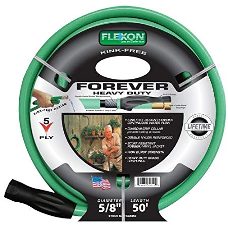 Flexon FXG5850 5/8-Inch x 50-Foot Heavy Duty 5-Ply Forever Garden Hose