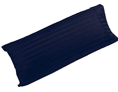 beddingstar Body Pillowcase 20x54 Pillow Cover 100% Pure Egyptian Cotton Heavy Quality 1-Pieces Pillowcase Genuine 600 Thread Count Zipper Body Pillow Cover Navy Blue Stripe