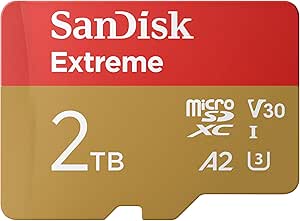 SanDisk 2TB Extreme microSDXC UHS-I Memory Card with Adapter - Up to 240MB/s, C10, U3, V30, 4K, 5K, A2, Micro SD Card- SDSQXAV-2T00-GN6MA