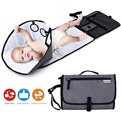 Premium Quality Baby Portable Changing Pad | Lightweight Travel Diaper Station Kit with Waterproof and Cushioned Pad | Foldable with Pockets | Changing Organizer Bag for Toddlers Infants & Newborns.